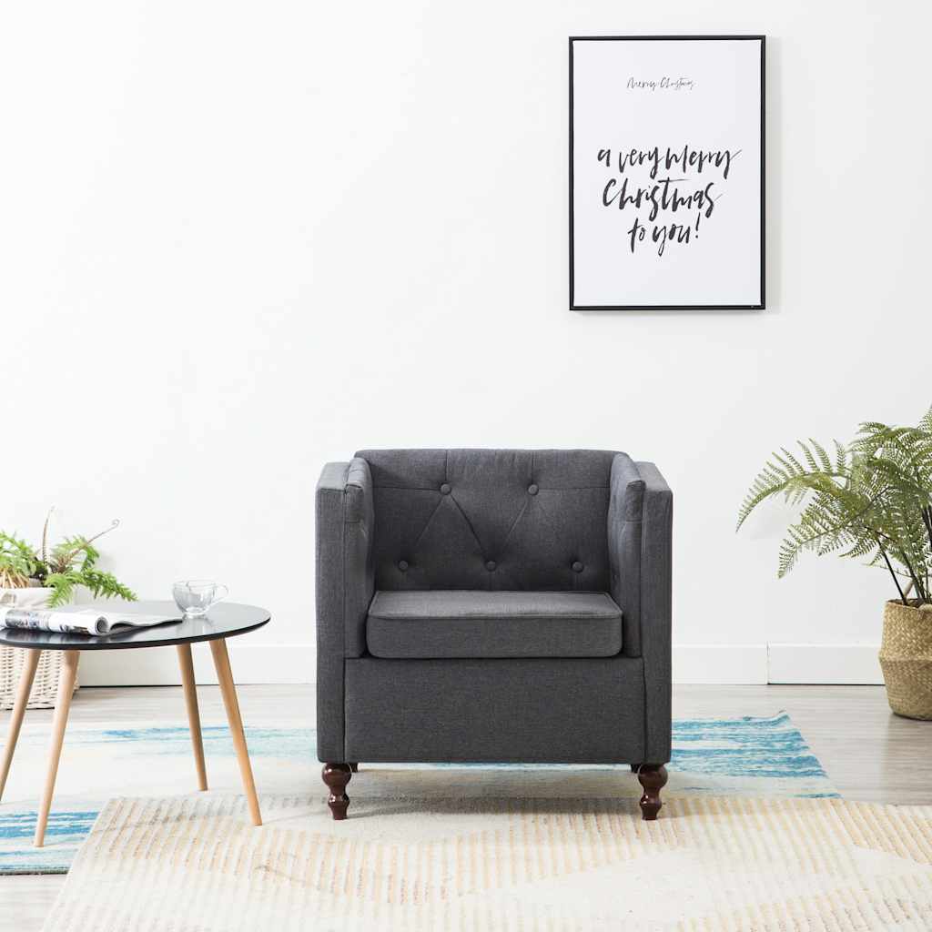 vidaXL Fauteuil stof grijs