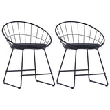 vidaXL Eetkamerstoelen met kunstleren zittingen 2 st staal zwart