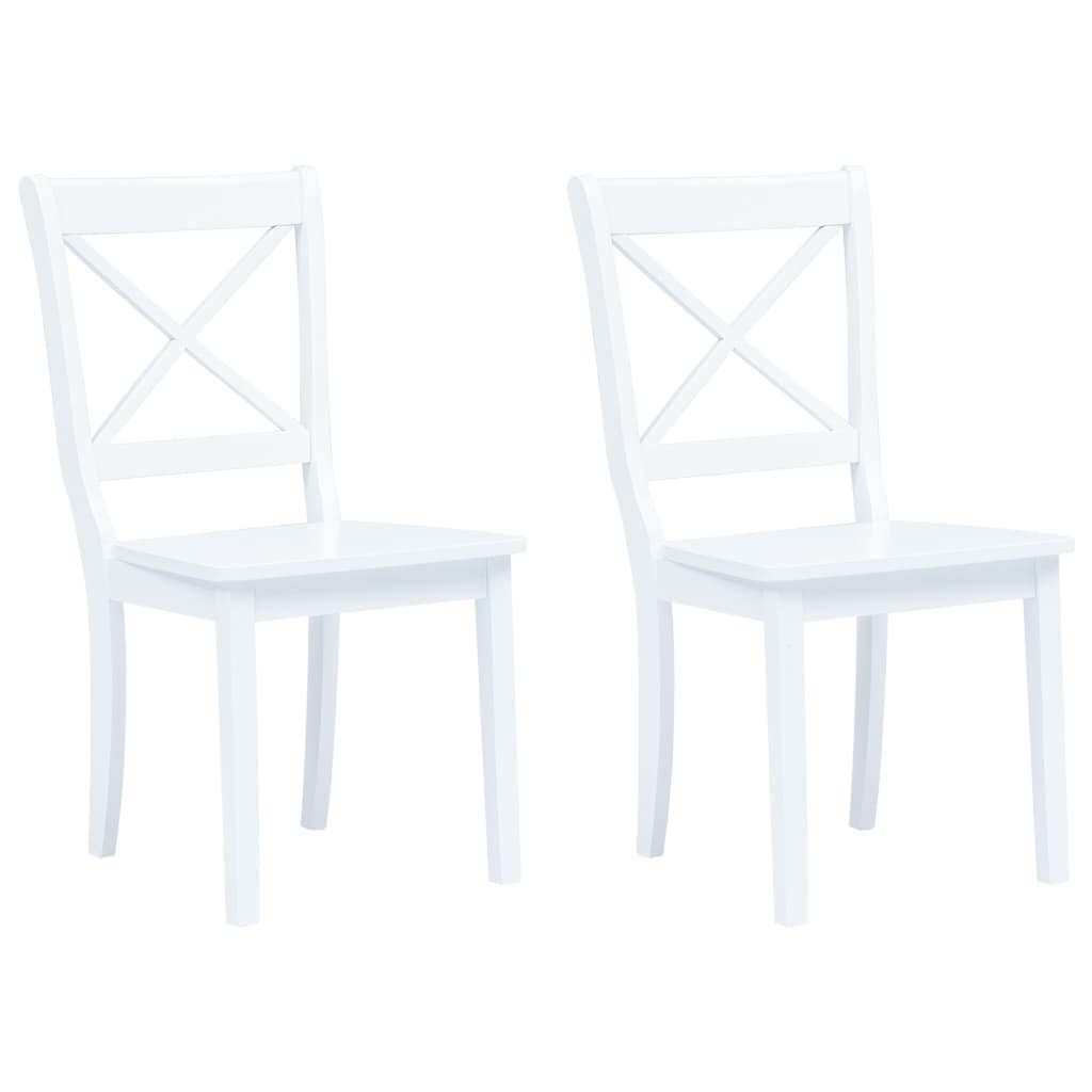 vidaXL Eetkamerstoelen 2 st massief rubberwood wit