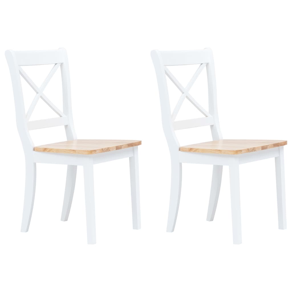 vidaXL Eetkamerstoelen 2 st massief rubberwood wit