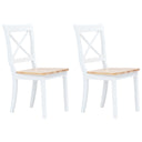 vidaXL Eetkamerstoelen 2 st massief rubberwood wit