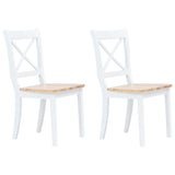 vidaXL Eetkamerstoelen 2 st massief rubberwood wit
