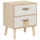 vidaXL Nachtkastje met 2 lades 30x25x49,5 cm massief grenenhout