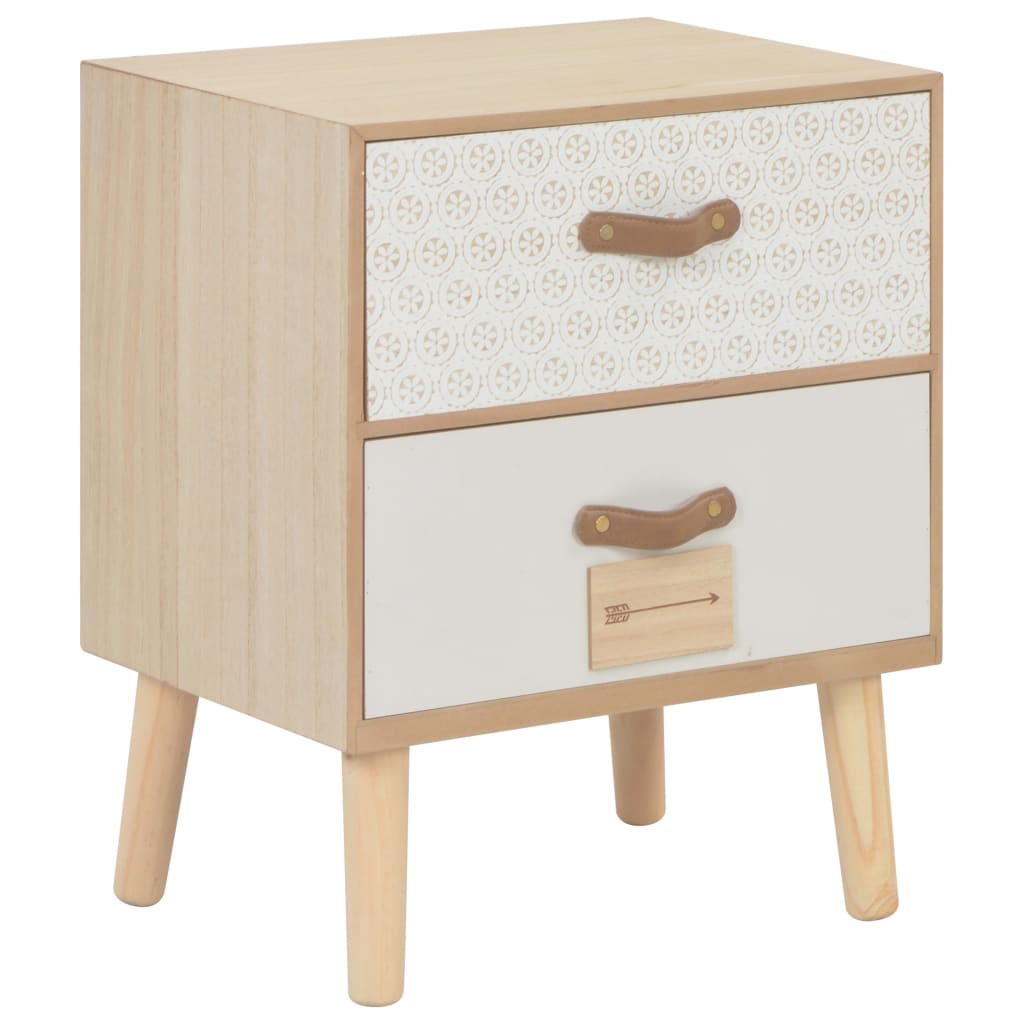 vidaXL Nachtkastje met 2 lades 30x25x49,5 cm massief grenenhout