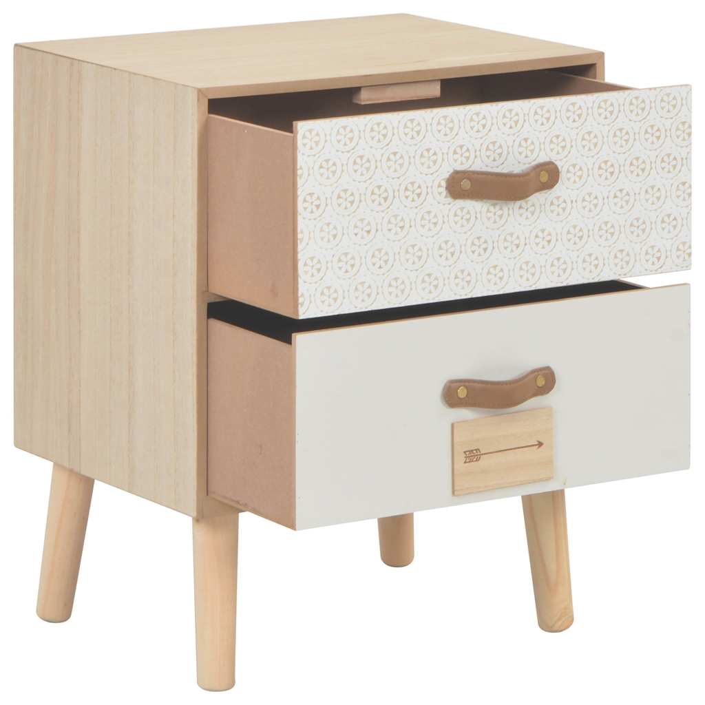 vidaXL Nachtkastje met 2 lades 30x25x49,5 cm massief grenenhout