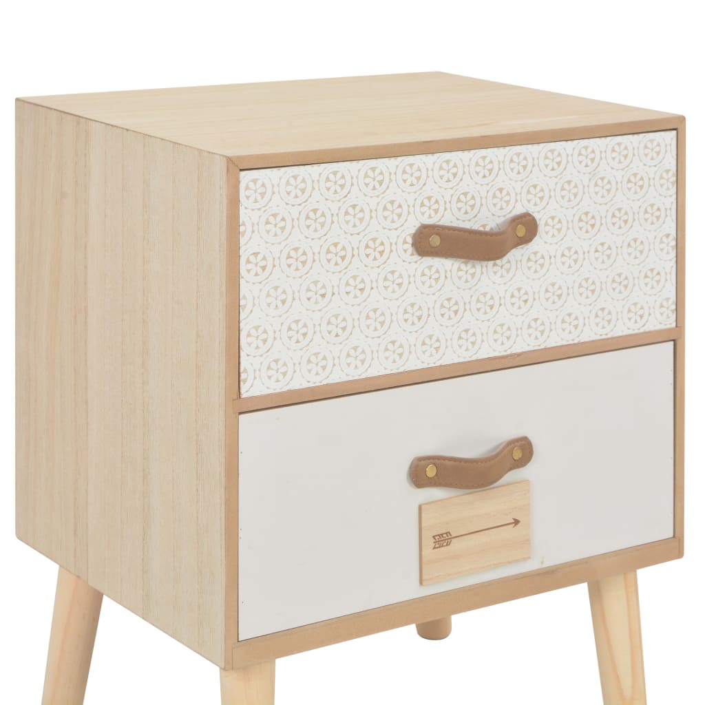 vidaXL Nachtkastje met 2 lades 30x25x49,5 cm massief grenenhout