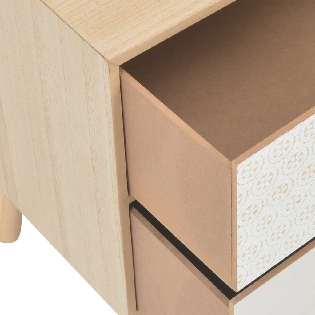 vidaXL Nachtkastje met 2 lades 30x25x49,5 cm massief grenenhout