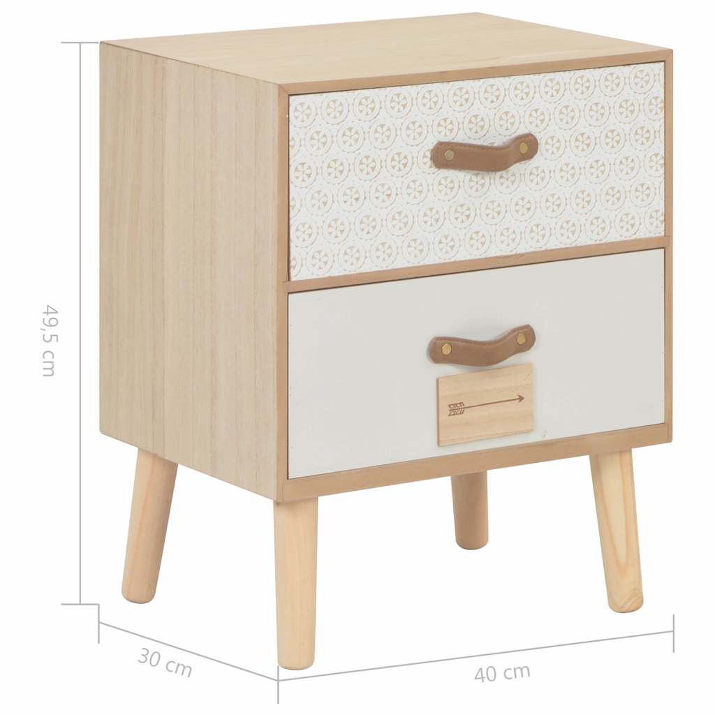 vidaXL Nachtkastje met 2 lades 30x25x49,5 cm massief grenenhout