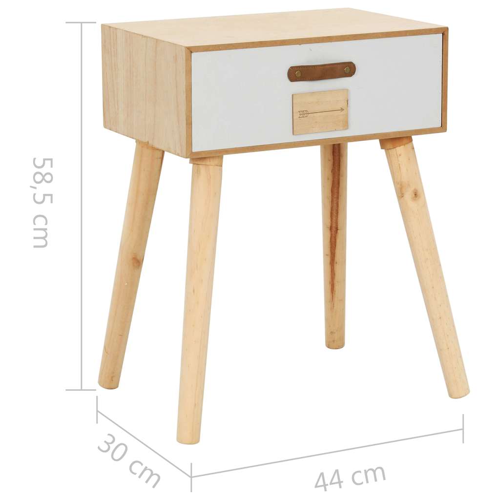 vidaXL Nachtkastje met lade 44x30x58 cm massief hout
