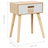 vidaXL Nachtkastje met lade 44x30x58 cm massief hout