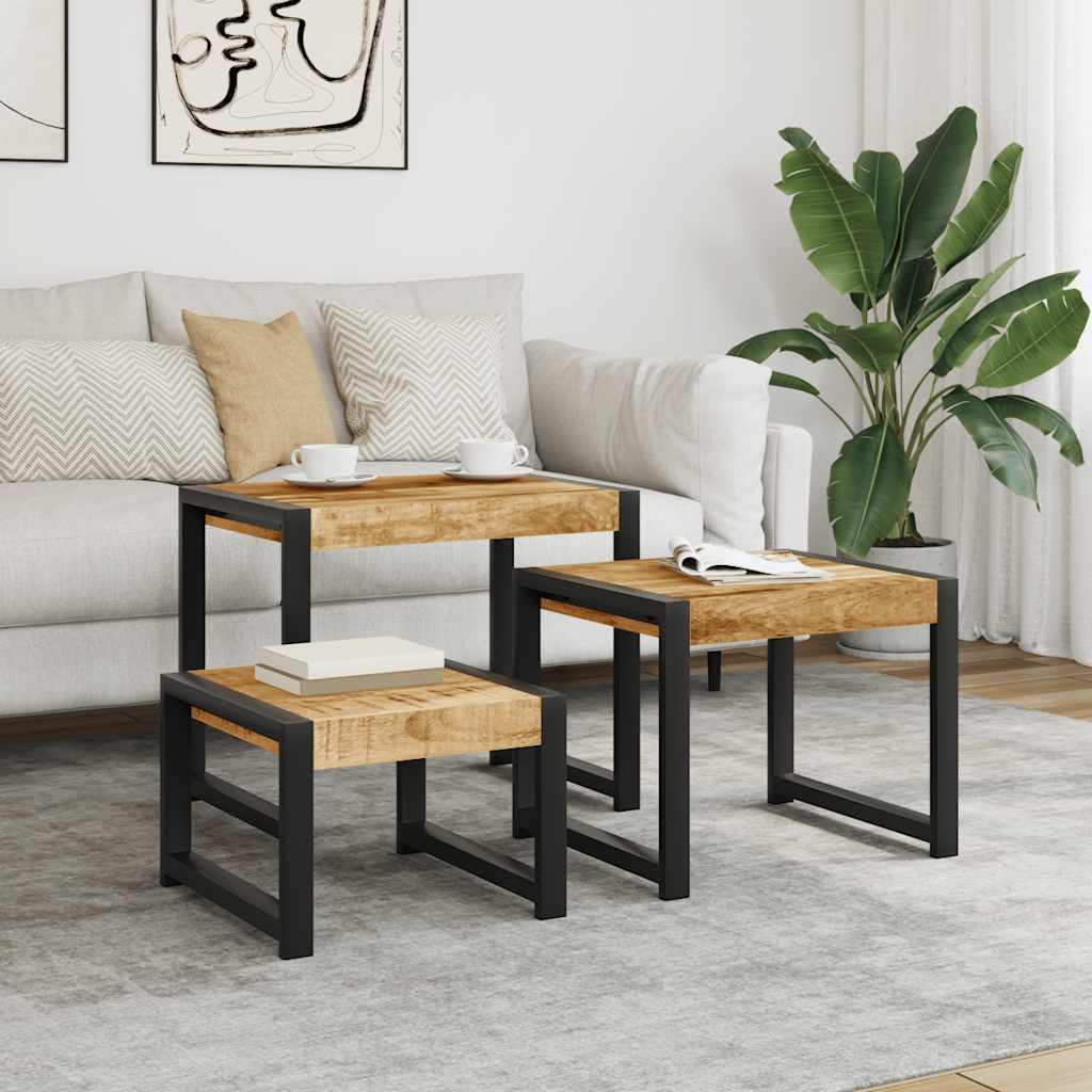 vidaXL 3-Piece Coffee Table Set Solid Reclaimed Wood