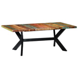 vidaXL Dining Table 180 cm Solid Reclaimed Wood and Steel Cross Legs