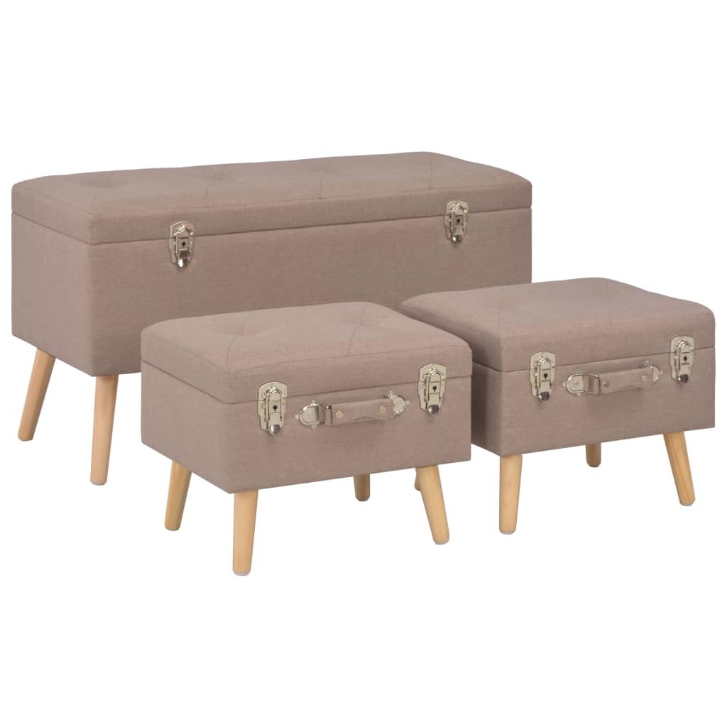 vidaXL Storage Stools 3 pcs fabric beige