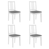 vidaXL Eetkamerstoelen met kussens 4 st massief hout wit