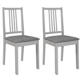 vidaXL Eetkamerstoelen met kussens 2 st massief hout wit