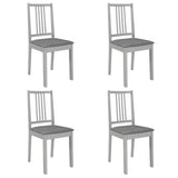 vidaXL Eetkamerstoelen met kussens 4 st massief hout wit