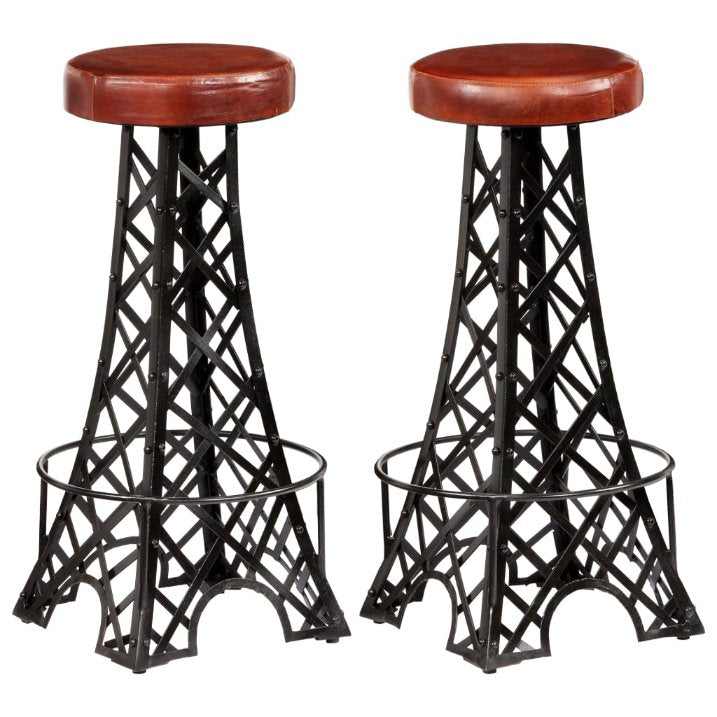 vidaXL Bar stools 2 pcs genuine leather