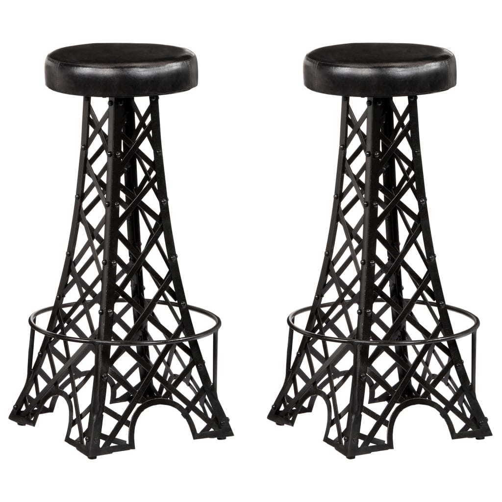 vidaXL Bar stools 2 pcs genuine leather