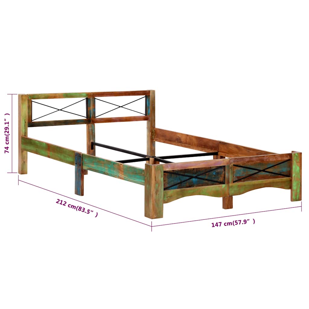 vidaXL Bed Frame Solid Reclaimed Wood 140x200 cm