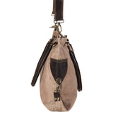 vidaXL Boodschappentas 41x63 cm canvas en echt leer bruin