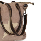 vidaXL Boodschappentas 41x63 cm canvas en echt leer bruin