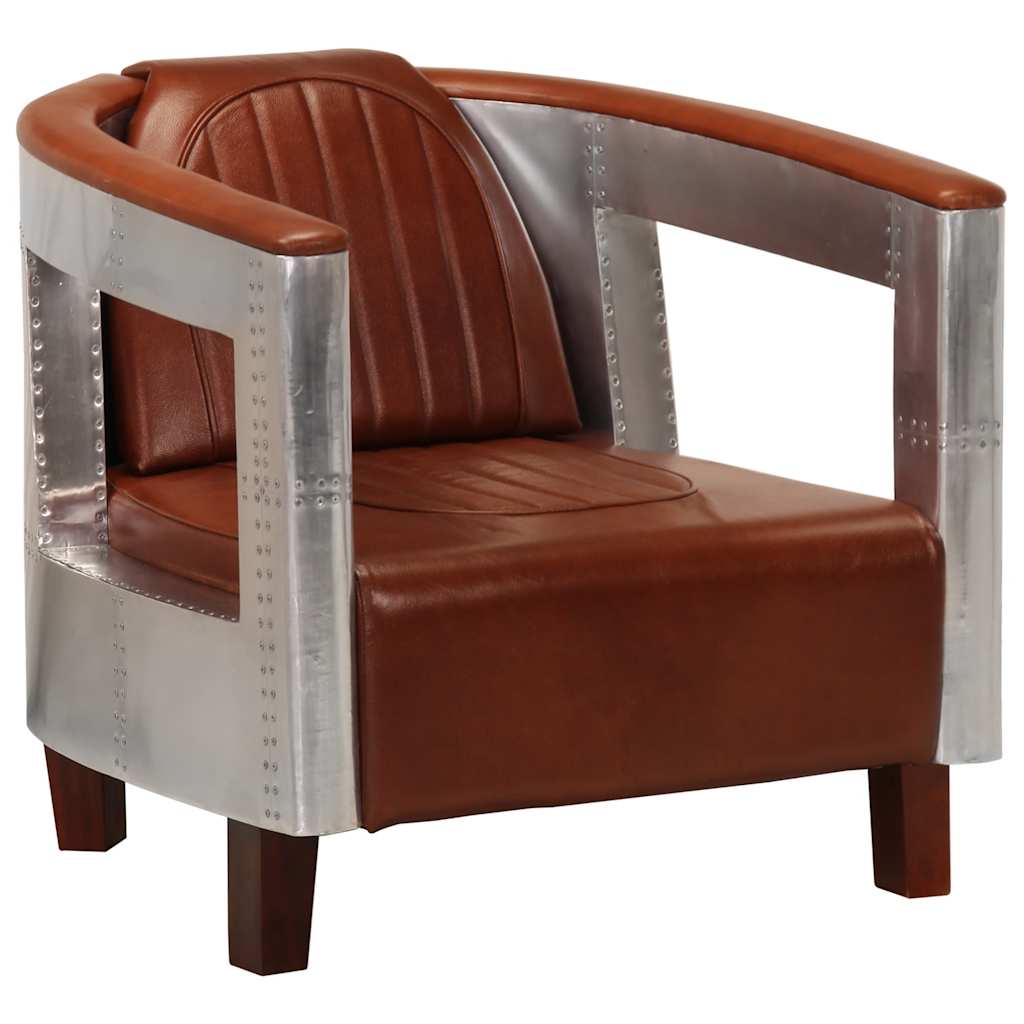 vidaXL Fauteuil luchtvaartstijl echt leer zwart