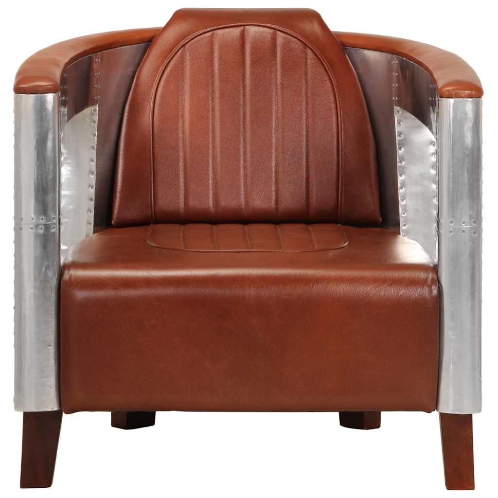 vidaXL Fauteuil luchtvaartstijl echt leer zwart