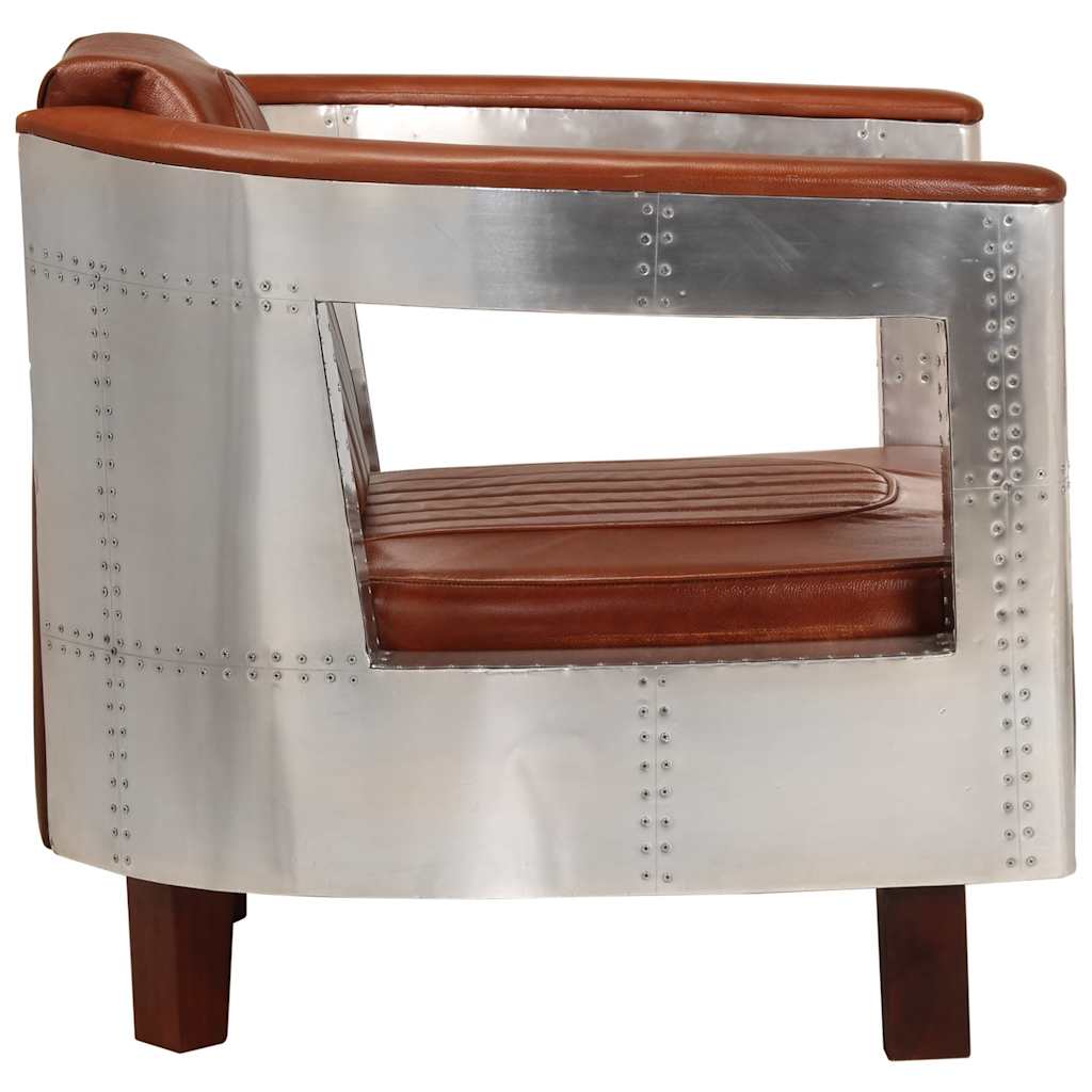 vidaXL Fauteuil luchtvaartstijl echt leer zwart