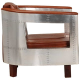 vidaXL Fauteuil luchtvaartstijl echt leer zwart