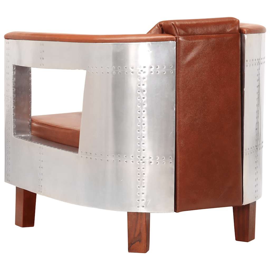 vidaXL Fauteuil luchtvaartstijl echt leer zwart