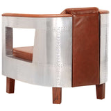 vidaXL Fauteuil luchtvaartstijl echt leer zwart