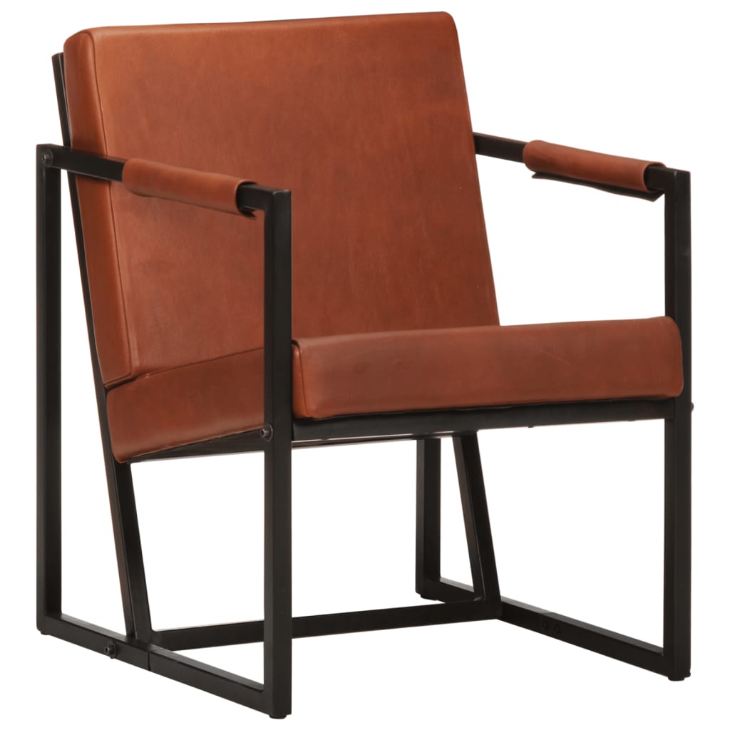 vidaXL Fauteuil echt leer grijs