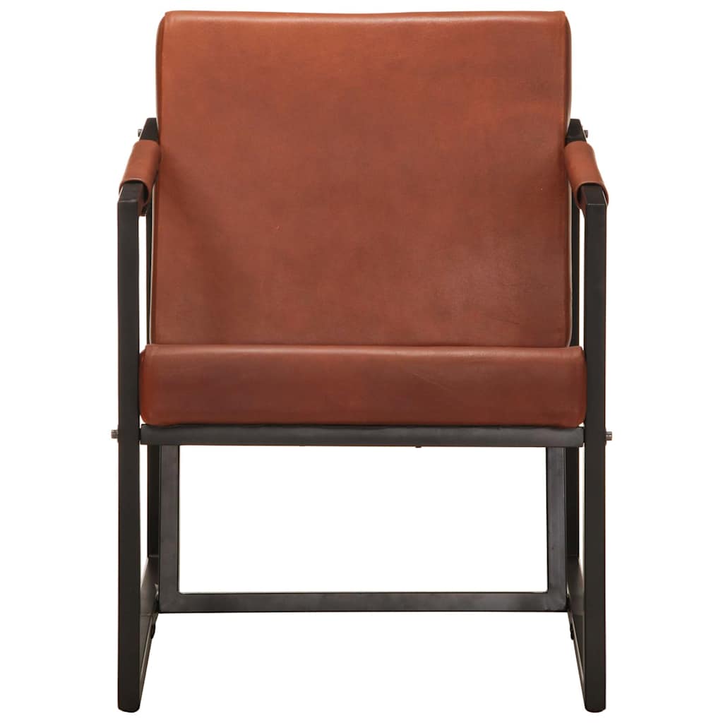 vidaXL Fauteuil echt leer grijs