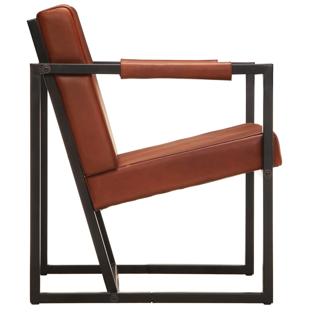 vidaXL Fauteuil echt leer grijs