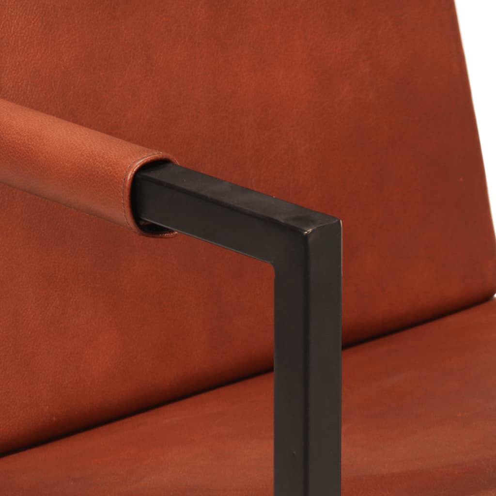 vidaXL Fauteuil echt leer grijs