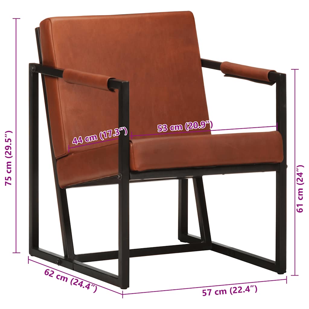vidaXL Fauteuil echt leer grijs