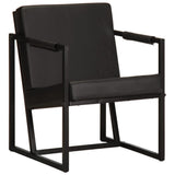 vidaXL Fauteuil echt leer grijs