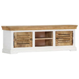 vidaXL Tableau mural 110x35x75 cm massif mangohout blanc et brun