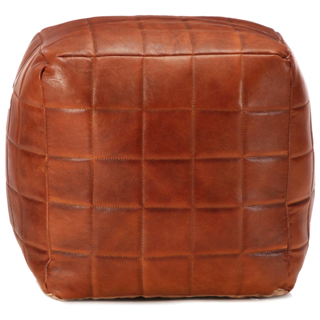 vidaXL Poef 40x40x40 cm echt geitenleer tan