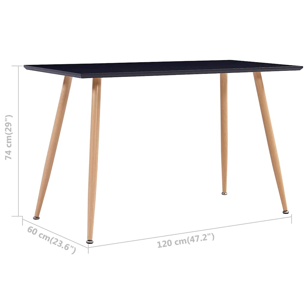 vidaXL Eettafel 120x60x74 cm MDF wit en zwart