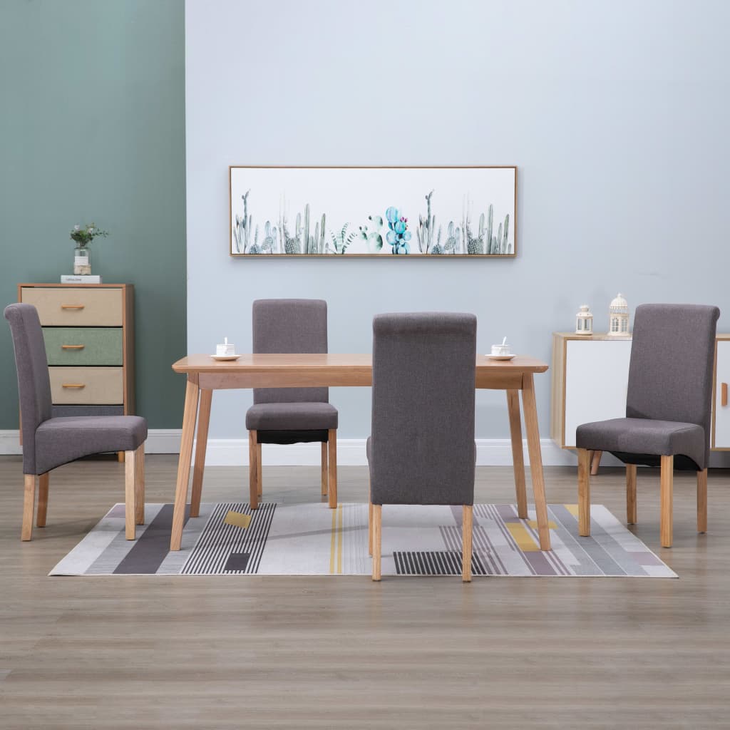 vidaXL Eetkamerstoelen 4 st stof taupe
