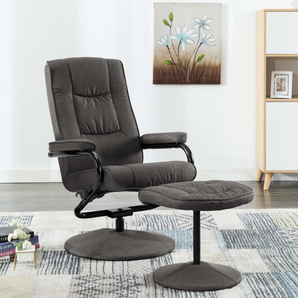 vidaXL Fauteuil verstelbaar met voetenbankje stof lichtgrijs