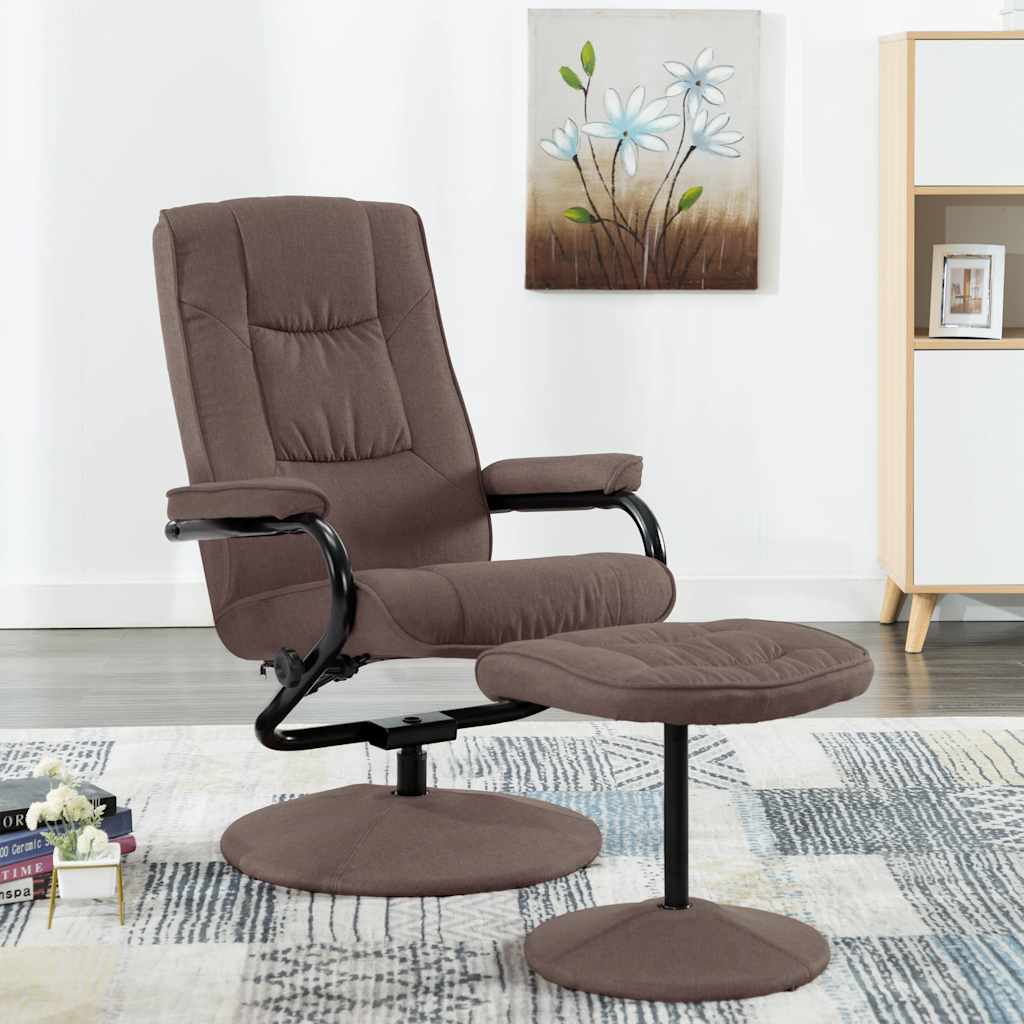vidaXL Fauteuil verstelbaar met voetenbankje stof lichtgrijs