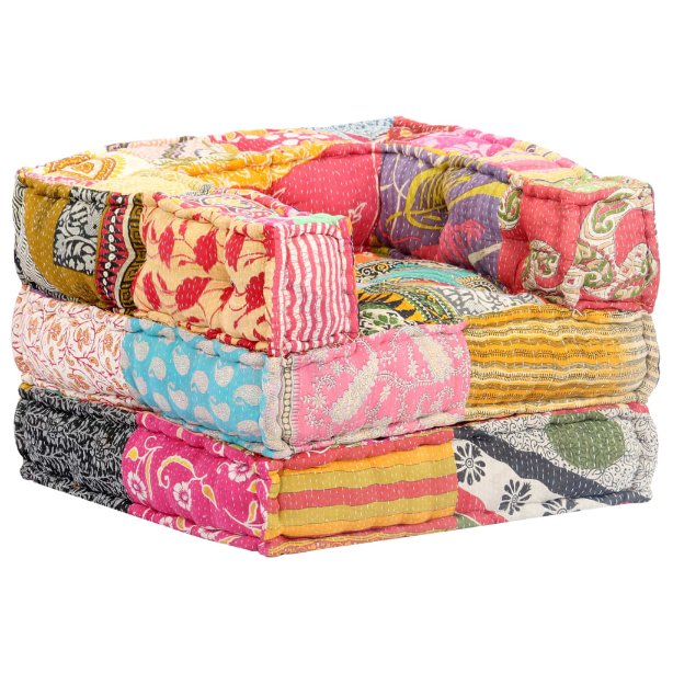 vidaXL Two-Seater Modular Patchwork Fabric Pouf