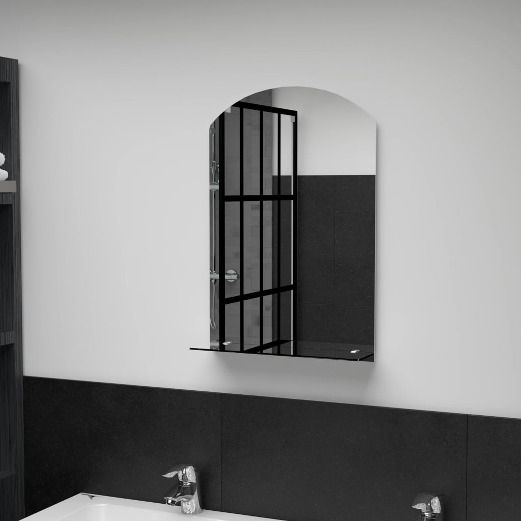 vidaXL Wall Mirror with Shelf 20x40 cm Tempered Glass