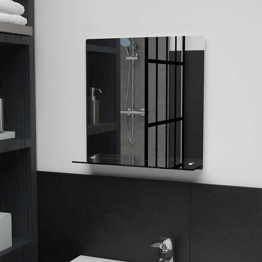 vidaXL Wall Mirror with Shelf 20x40 cm Tempered Glass