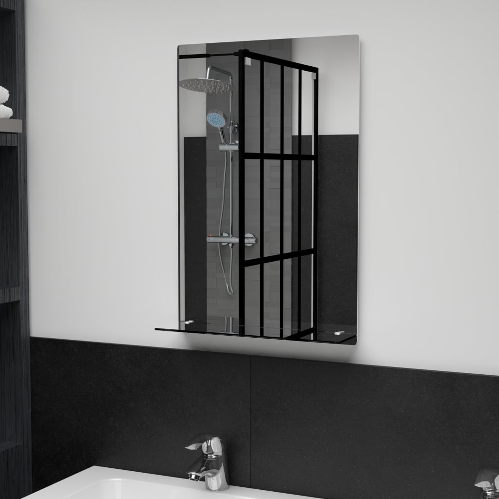 vidaXL Wall Mirror with Shelf 20x40 cm Tempered Glass