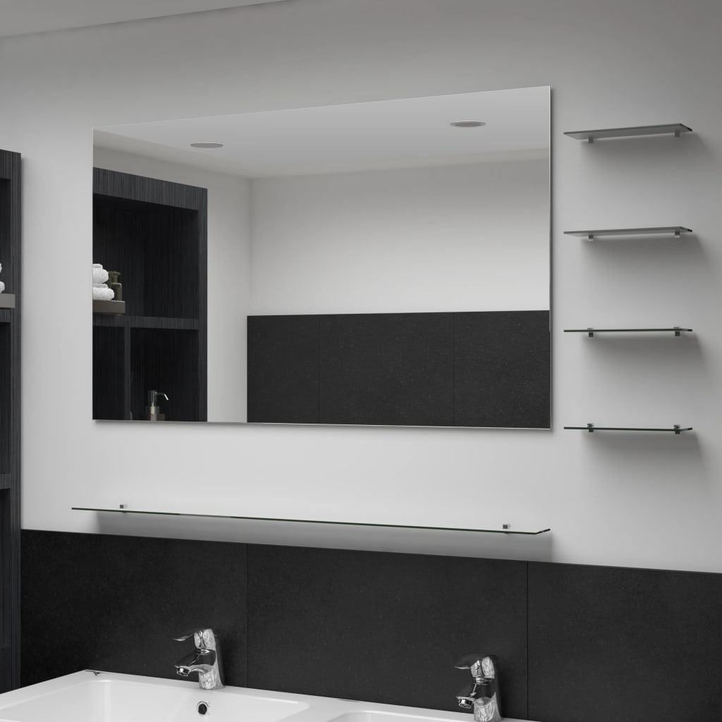 vidaXL Wall Mirror with Shelf 50x60 cm Tempered Glass