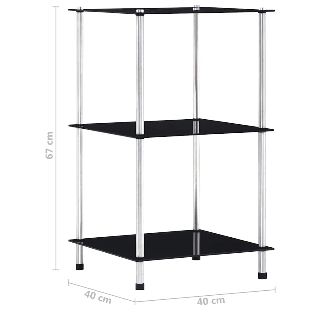 vidaXL Kastje 3-laags 40x40x67 cm gehard glas transparant
