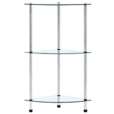 vidaXL Cabinet 3-Tier 30x30x67 cm Tempered Glass Transparent